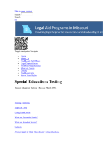 Special Education: Testing - | Missouri Legal Aid Programs