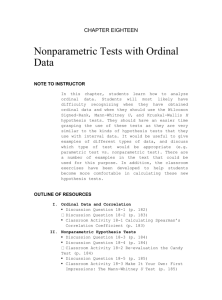 CHAPTER EIGHTEEN Nonparametric Tests with Ordinal Data NOTE