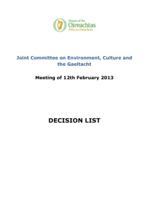 Decision List - JC on ECG - Meeting of 12th February 2013