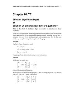 Effect of Significant Digits on Solutiuon of Simultaneous Linear