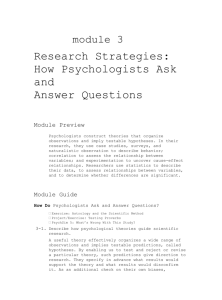 module 3 Research Strategies: How Psychologists Ask and Answer
