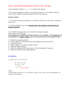 SOLVE AND GRAPH LINEAR INEQUALITIES IN ONE VARIABLE