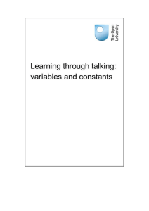 Learning through talking: variables and constants