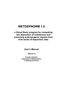 Running the WETDEPNORM programme - IDA