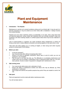 Plant and Equipment Maintenance