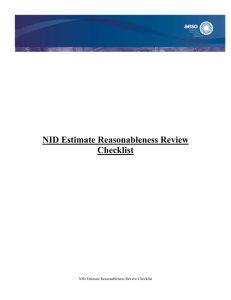 NID Estimate Reasonableness Review Checklist