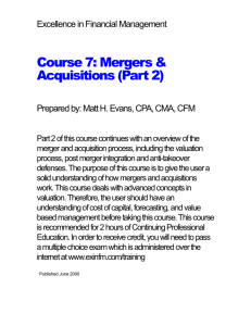 Mergers and Acquisitions - Excellence in Financial Management