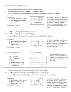 Answers to 2Sample Confidence Intervals