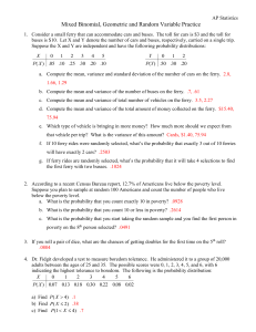 Mixed Binomial, Geometric and Random Variable Practice