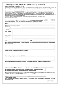 Application Form - Down Syndrome Medical Interest Group
