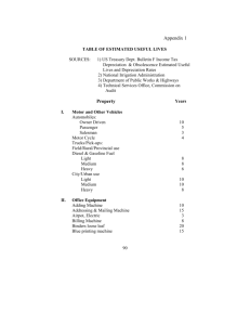 Appendix 1 - Table of Estimated Useful Lives