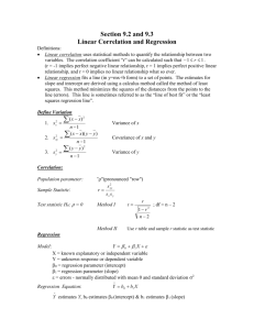 Linear Correlation and Regression