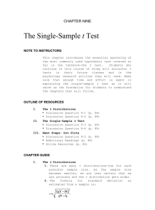 CHAPTER NINE The Single-Sample t Test NOTE TO