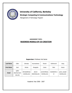 Business Models of Co-creation - UC Berkeley School of Information