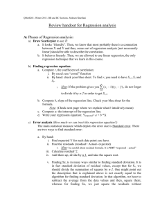 Review handout for Regression analysis