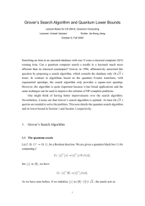 Grover`s Search Algorithm and Quantum Lower Bounds