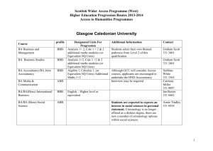 Glasgow Caledonian University - Scottish Wider Access Programme