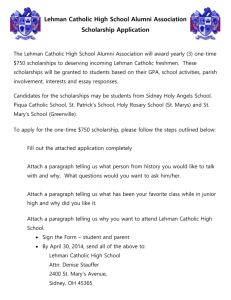 Lehman Catholic High School Alumni Association Scholarship