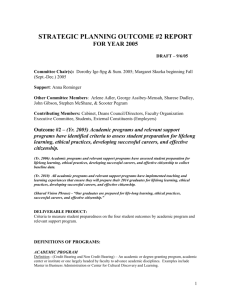 Strategic Planning Outcome 2 Report for year 2005