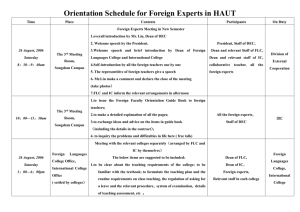Orientation Schedule for Foreign Experts in HAUT