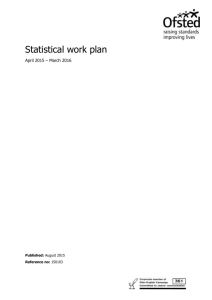 Statistical Work Plan April 2015-March 2016