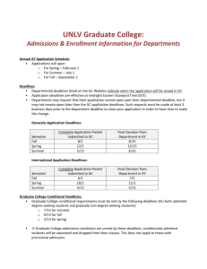 Admissions & Enrollment Information for Departments