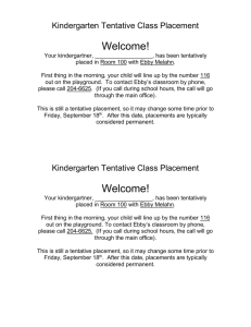 Kindergarten Tentative Class Placement