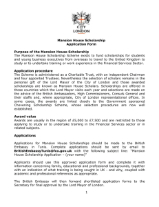 Mansion House Scholarship Application Form
