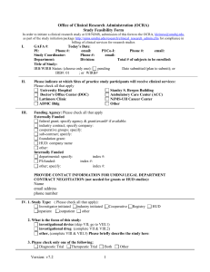 UH/NJMS Clinical Research Study Initiation Form