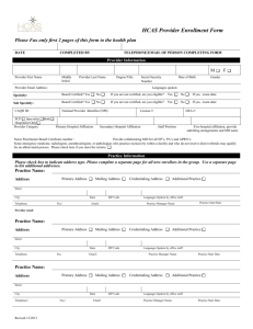 HCAS Provider Enrollment Form