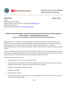 PRESS RELEASE October 2, 2012 Contact: California Community