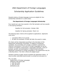 Department of Foreign Languages Scholarship Application and