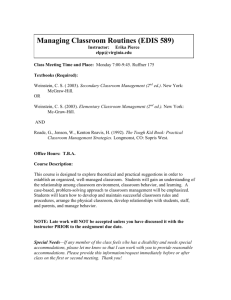 Managing Classroom Routines, Spring 2004
