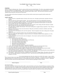 Van Middle School Science Safety Contract