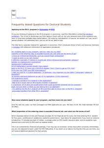 FAQ for Doctoral Students | Economics | NYU