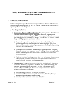 Policy and Procedures for Facilities Repair, Maintenance and