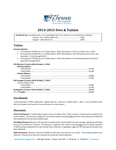 2014-2015 Fees & Tuition - St. Thomas the Apostle Episcopal School