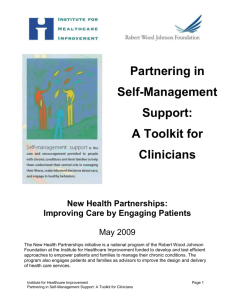 Implementing Self Management Support: A Tool Kit for Clinicians