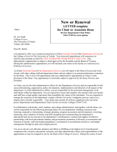 New or Renewal Letter template for Chair or Associate Dean