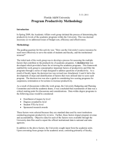 Revenue Productivity Study of Academic Programs
