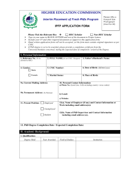 Proforma of phd thesis
