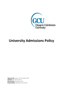 Admissions Policy - Glasgow Caledonian University