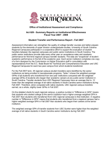 USC Transfer Report - Regional Campuses
