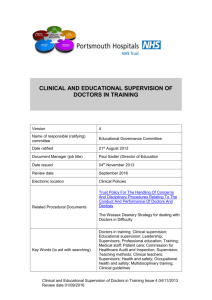 Clinical and Educational Supervision of Doctors in Training
