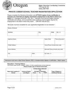 Private Career School Teacher Registration