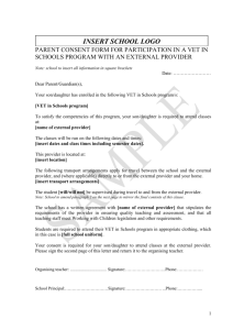 Parent consent form for participation in a VET in Schools Program