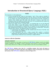 Chapter 6 An Introduction to Structured Query Language (SQL)