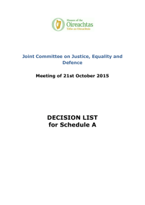 Decision List A - JC on JED - Meeting of 21st October 2015