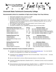 Cincinnati State Admission and Placement Facts