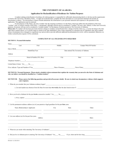Application for Reclassification of Residence for Tuition Purposes